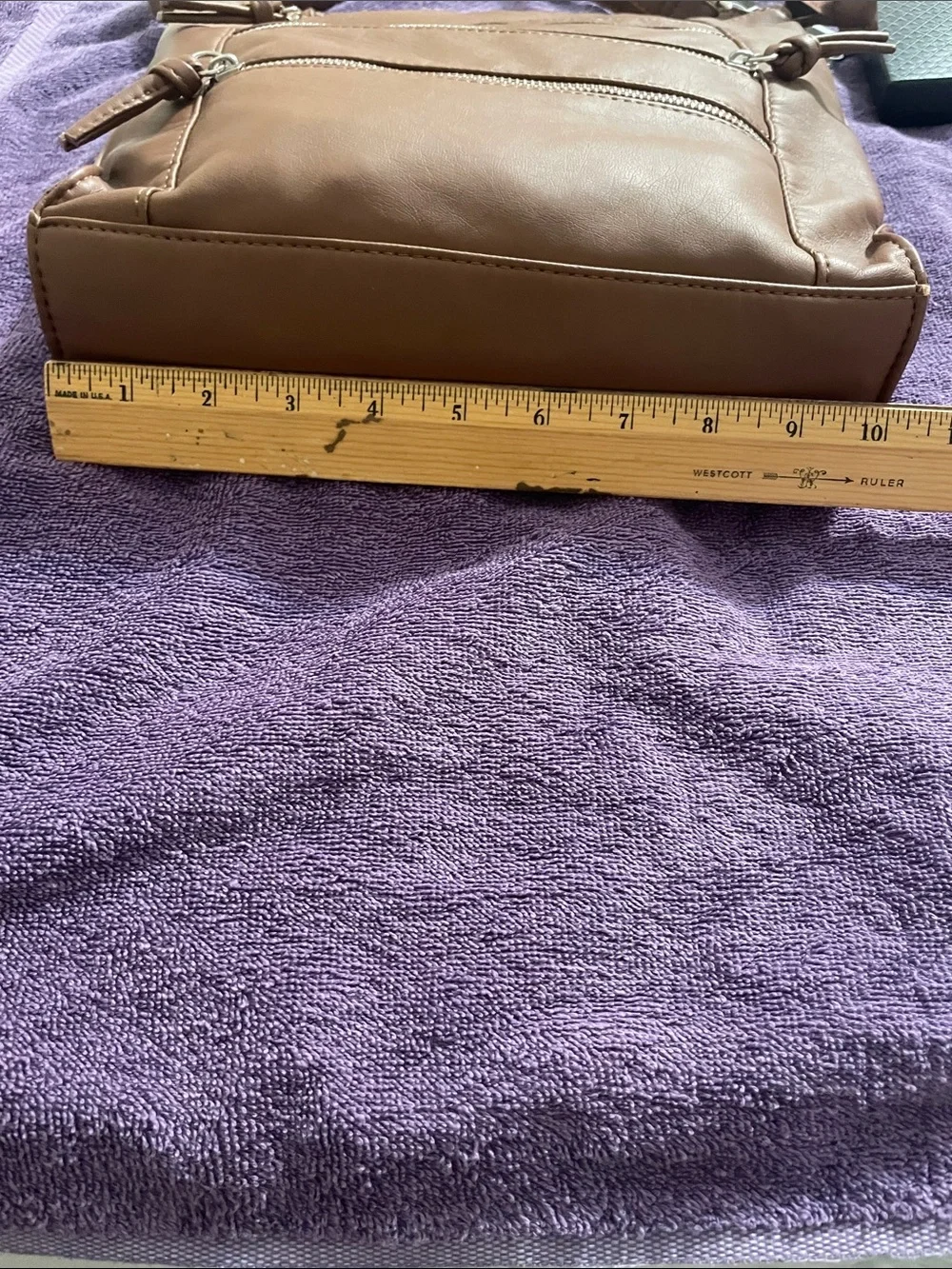 Bueno Brown Messenger Bag with Multiple Zippers
